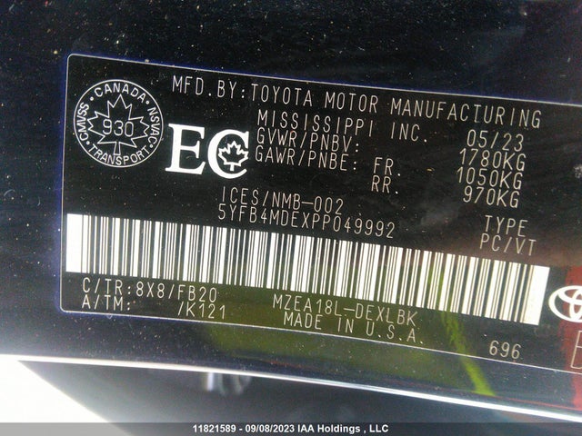 Toyota Corolla L/le 2023 5YFB4MDEXPP049992 Image 9