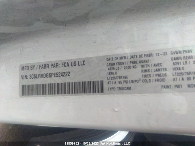 3C6LRVDG6PE524222 RAM Promaster Cargo Van