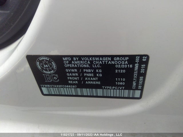 1VWBV7A32FC068297 Volkswagen Passat Comfortline
