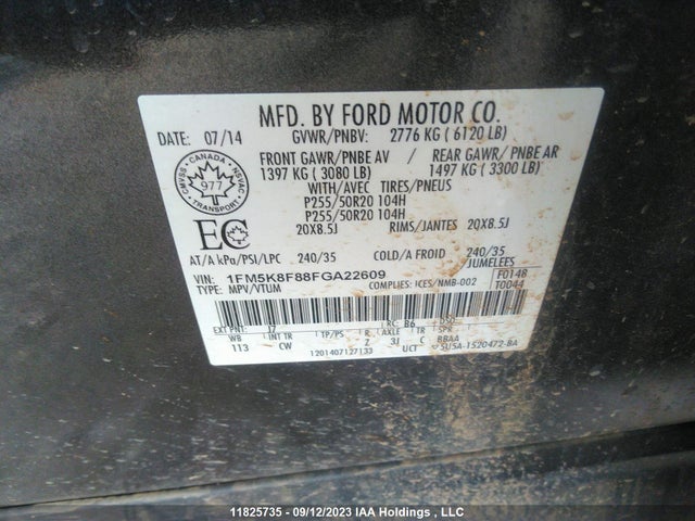 Ford Explorer Limited 2015 1FM5K8F88FGA22609 Image 9