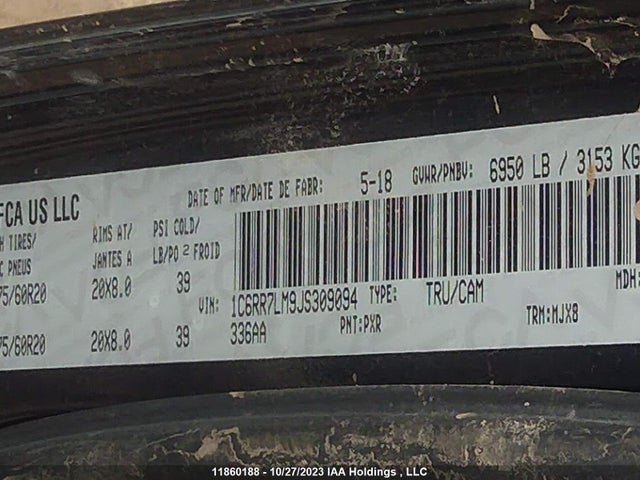 1C6RR7LM9JS309094 RAM 1500 Big Horn