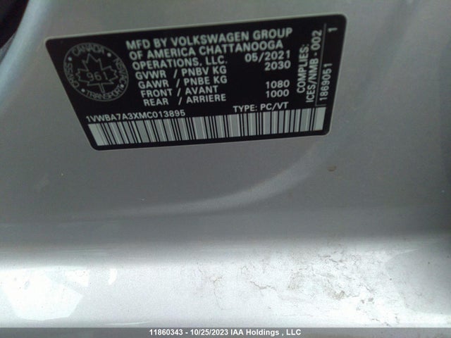 1VWBA7A3XMC013895 Volkswagen Passat Highline