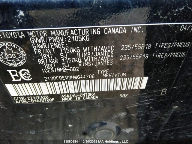 Toyota Rav4 Limited 2017 2T3DFREV3HW644706 Image 9