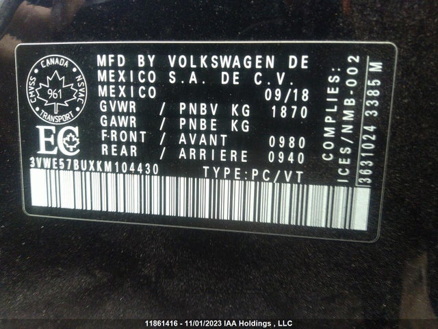 3VWE57BUXKM104430 Volkswagen Jetta Highline
