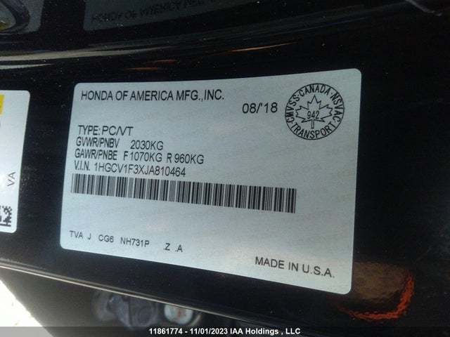 Honda l15be 2018 1HGCV1F3XJA810464 Image 27