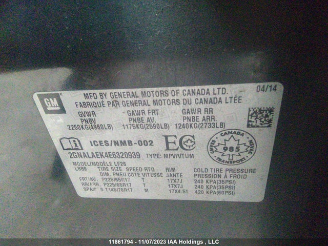 Chevrolet EQUINOX LS 2014 2GNALAEK4E6320939 Image 9
