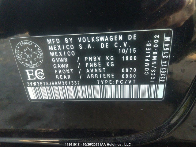 3VW267AJ6GM261337 Volkswagen JETTA