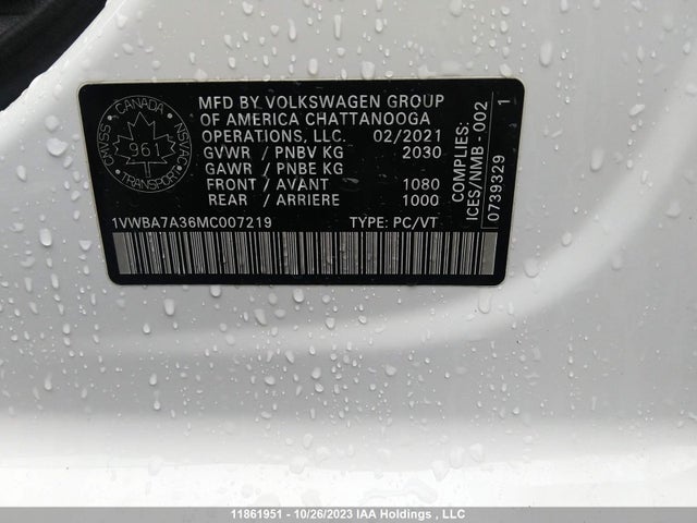 1VWBA7A36MC007219 Volkswagen Passat Highline