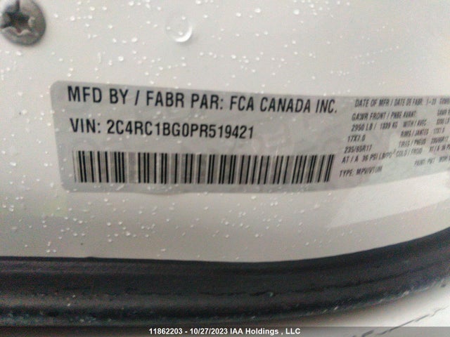 2C4RC1BG0PR519421 Chrysler Pacifica Touring L