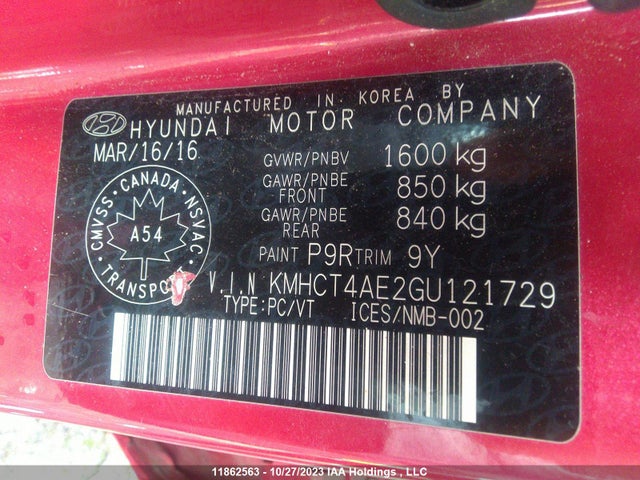 Hyundai ACCENT 2016 KMHCT4AE2GU121729 Image 9