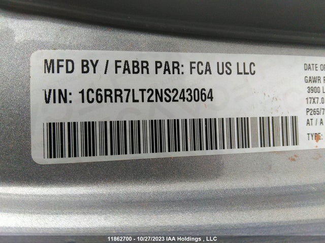 1C6RR7LT2NS243064 RAM 1500 Classic Slt