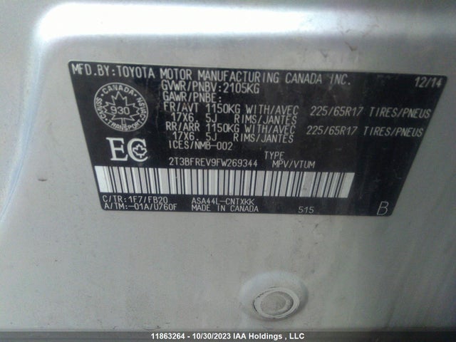 Toyota RAV4 LE 2015 2T3BFREV9FW269344 Image 8