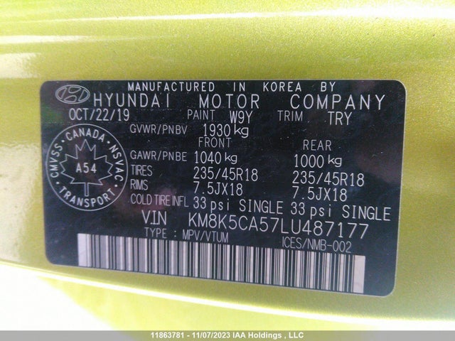 Hyundai Kona Ultimate 2020 KM8K5CA57LU487177 Image 10
