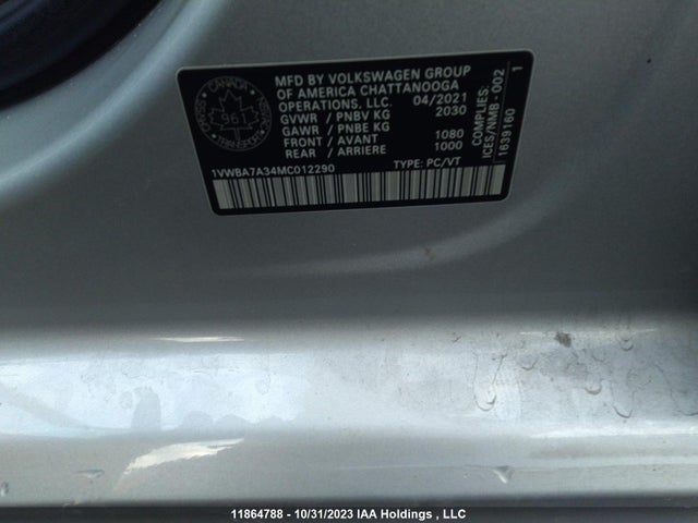 1VWBA7A34MC012290 Volkswagen Passat Highline