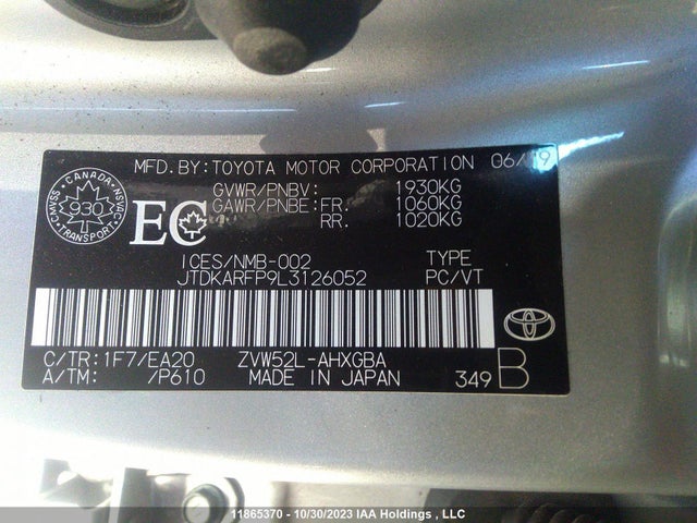 Toyota PRIUS PRIME 2020 JTDKARFP9L3126052 Image 9