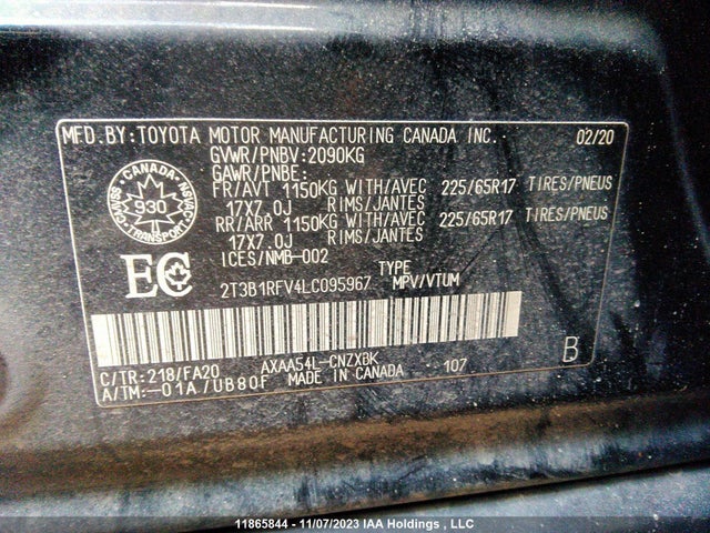 Toyota RAV4 LE 2020 2T3B1RFV4LC095967 Image 9