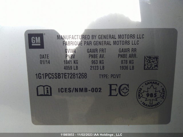 Chevrolet Cruze 1lt Auto 2014 1G1PC5SB7E7281268 Image 9