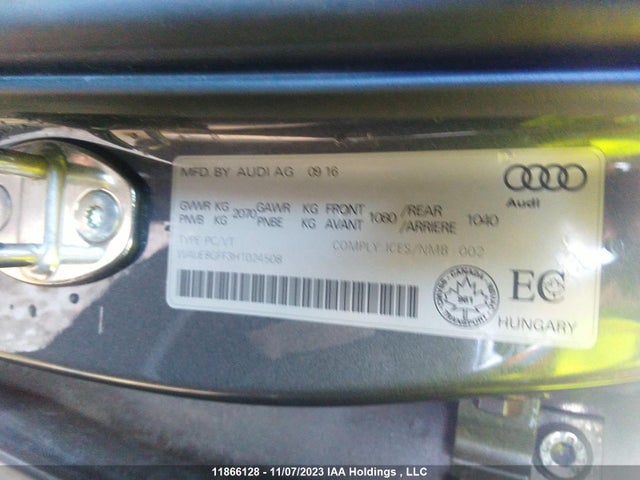 Audi A3 2.0t Quattro 2017 WAUE8GFF3H1024508 Image 27