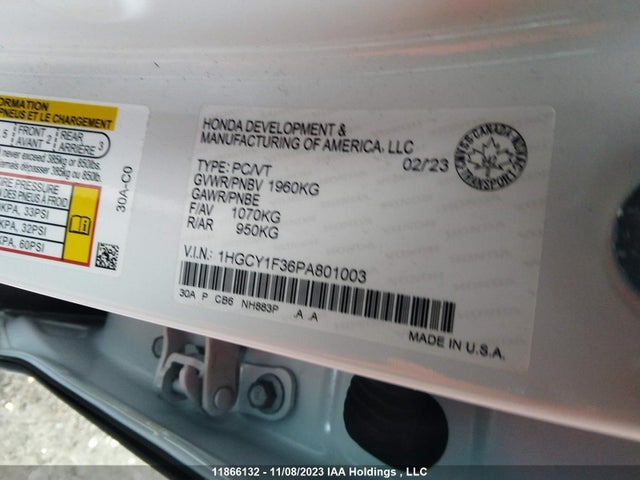 Honda l15be 2023 1HGCY1F36PA801003 Image 25
