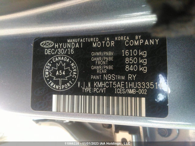 Hyundai ACCENT L 2017 KMHCT5AE1HU333514 Image 9
