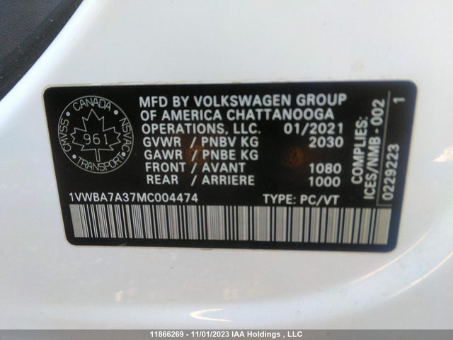 1VWBA7A37MC004474 Volkswagen Passat Highline