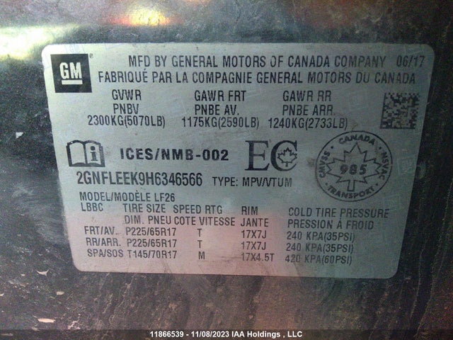 Chevrolet EQUINOX LS 2017 2GNFLEEK9H6346566 Image 9