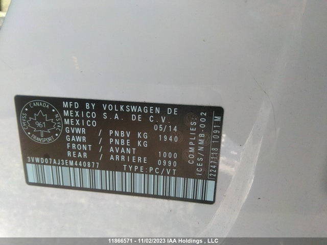 3VWD07AJ3EM440877 Volkswagen Jetta Sedan Comfortline