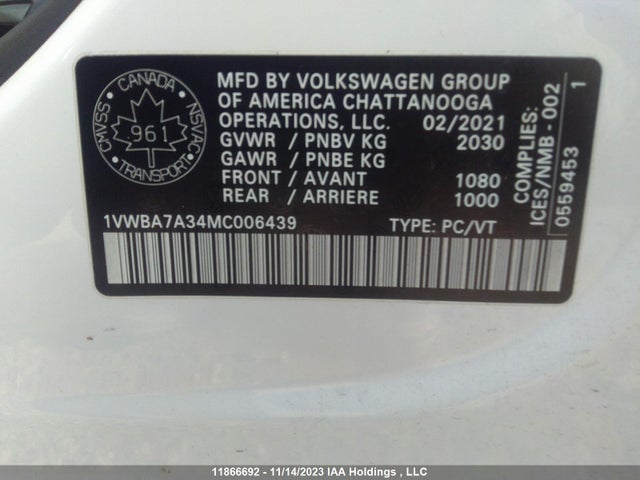 1VWBA7A34MC006439 Volkswagen Passat Highline