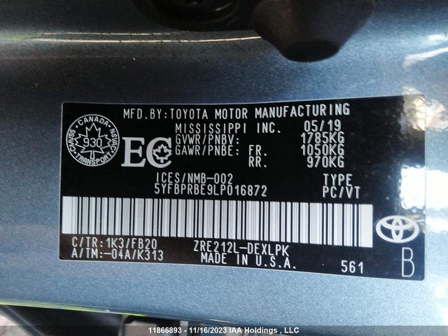 Toyota 2zr-fae 2020 5YFBPRBE9LP016872 Image 25