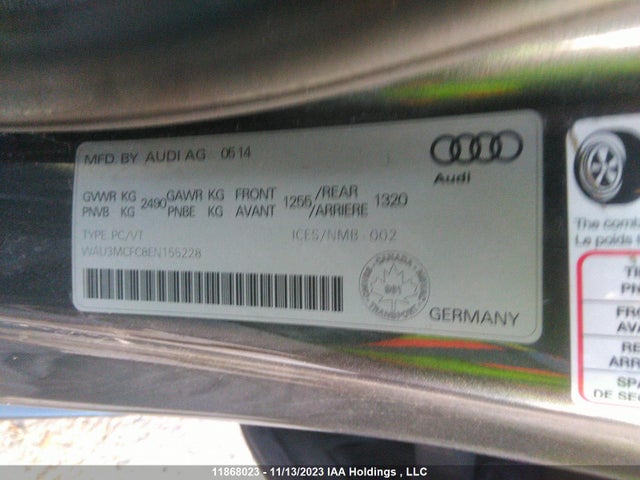 WAU3MCFC8EN155228 Audi A7 3.0l Tdi Technik