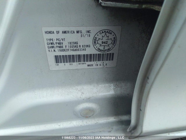 19UDE2F74GA803340 Acura k24v7