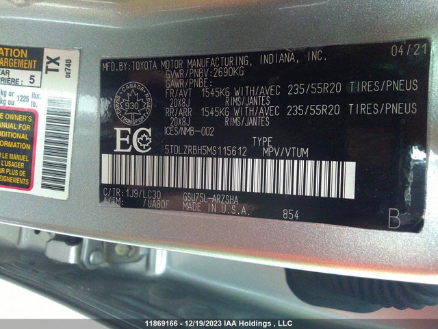 Toyota Highlander Xse 2021 5TDLZRBH5MS115612 Image 9