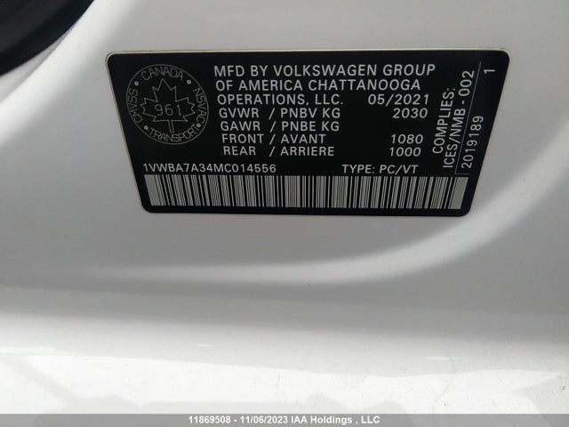 1VWBA7A34MC014556 Volkswagen Passat Highline