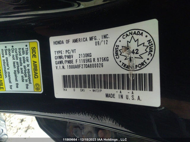 Продажа на аукционе авто 2013 Acura Tl, vin: 19UUA8F27DA800026, номер лота: 11869664