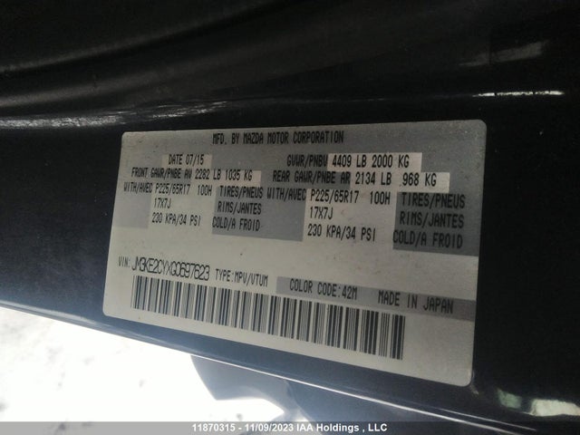 JM3KE2CYXG0697623 Mazda Cx-5 Touring