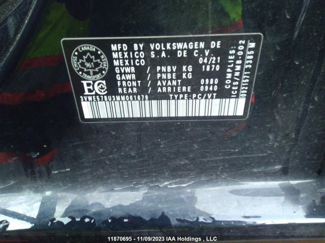 3VWE57BU3MM061679 Volkswagen Jetta Highline