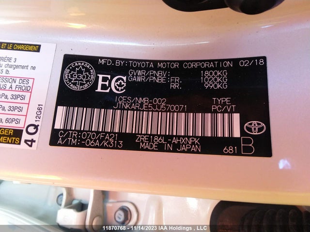 Toyota COROLLA IM 2018 JTNKARJE5JJ570071 Image 9