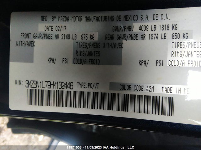 Mazda Mazda3 Gs 2017 3MZBN1L79HM132446 Image 9