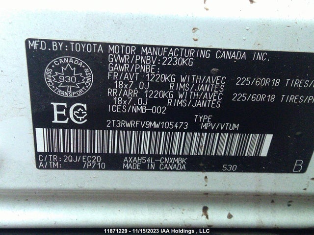 Toyota RAV4 2021 2T3RWRFV9MW105473 Image 9