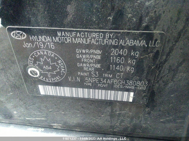 Hyundai Sonata Sport/limited 2016 5NPE34AF0GH380803 Image 9