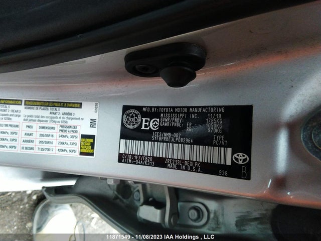 Toyota Corolla Le/l/xle 2020 5YFBPRBE3LP082964 Image 9