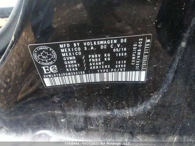 3VWL07AJ0GM393158 Volkswagen Jetta Sedan Highline