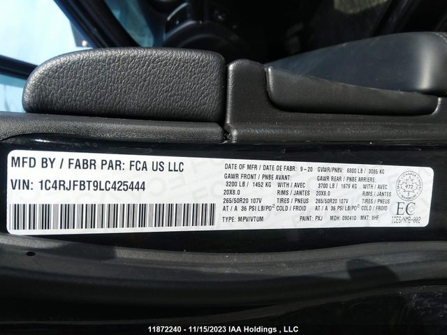 1C4RJFBT9LC425444 Jeep Grand Cherokee Limited X