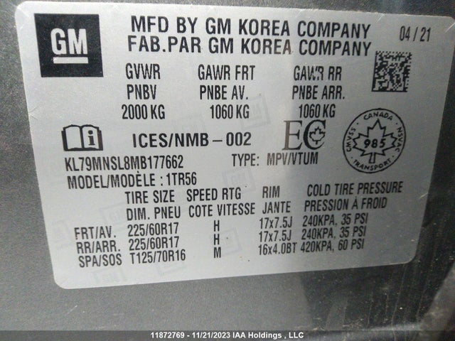 Chevrolet Trailblazer Ls 2021 KL79MNSL8MB177662 Image 9