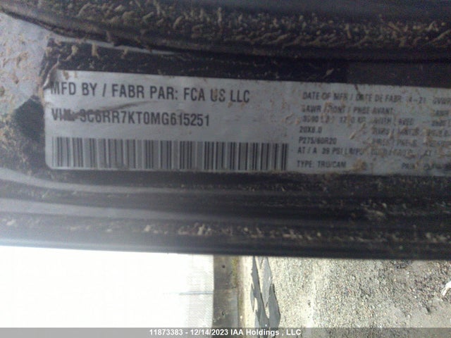 3C6RR7KT0MG615251 RAM 1500 Classic Tradesman