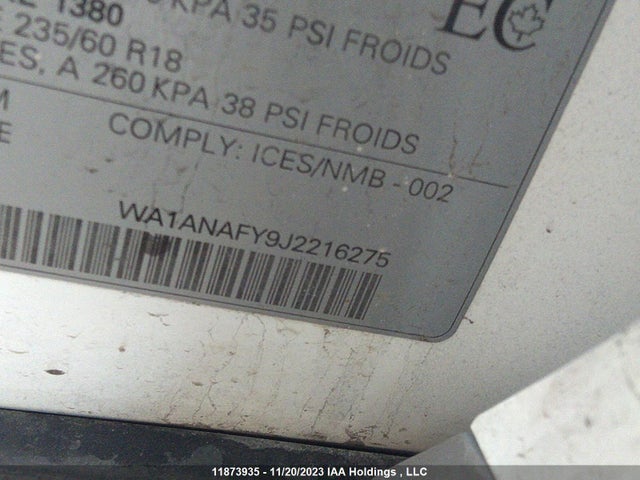 WA1ANAFY9J2216275 Audi Q5 PREMIUM