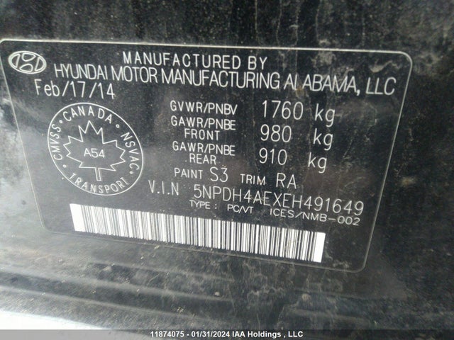 Hyundai ELANTRA GL 2014 5NPDH4AEXEH491649 Image 9