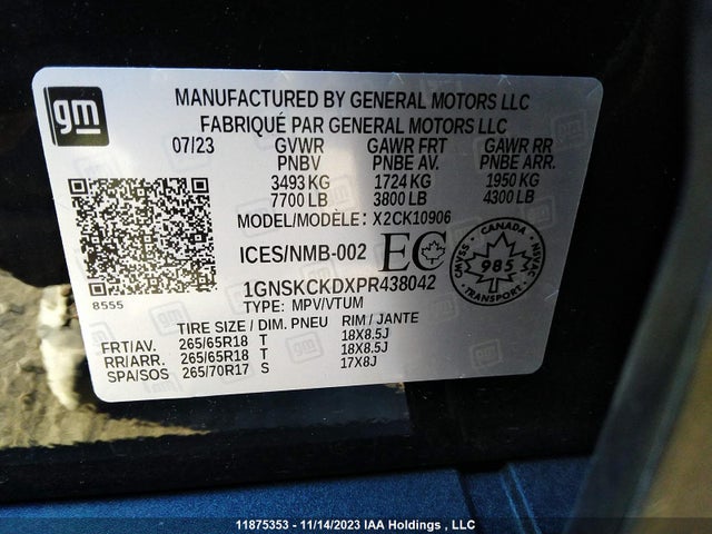 Chevrolet Suburban Lt 2023 1GNSKCKDXPR438042 Image 9