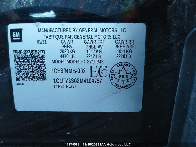Chevrolet BOLT EV LT 2021 1G1FY6S02M4104757 Image 9