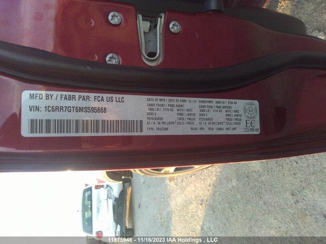 1C6RR7GT6MS595668 RAM 1500 Classic Slt